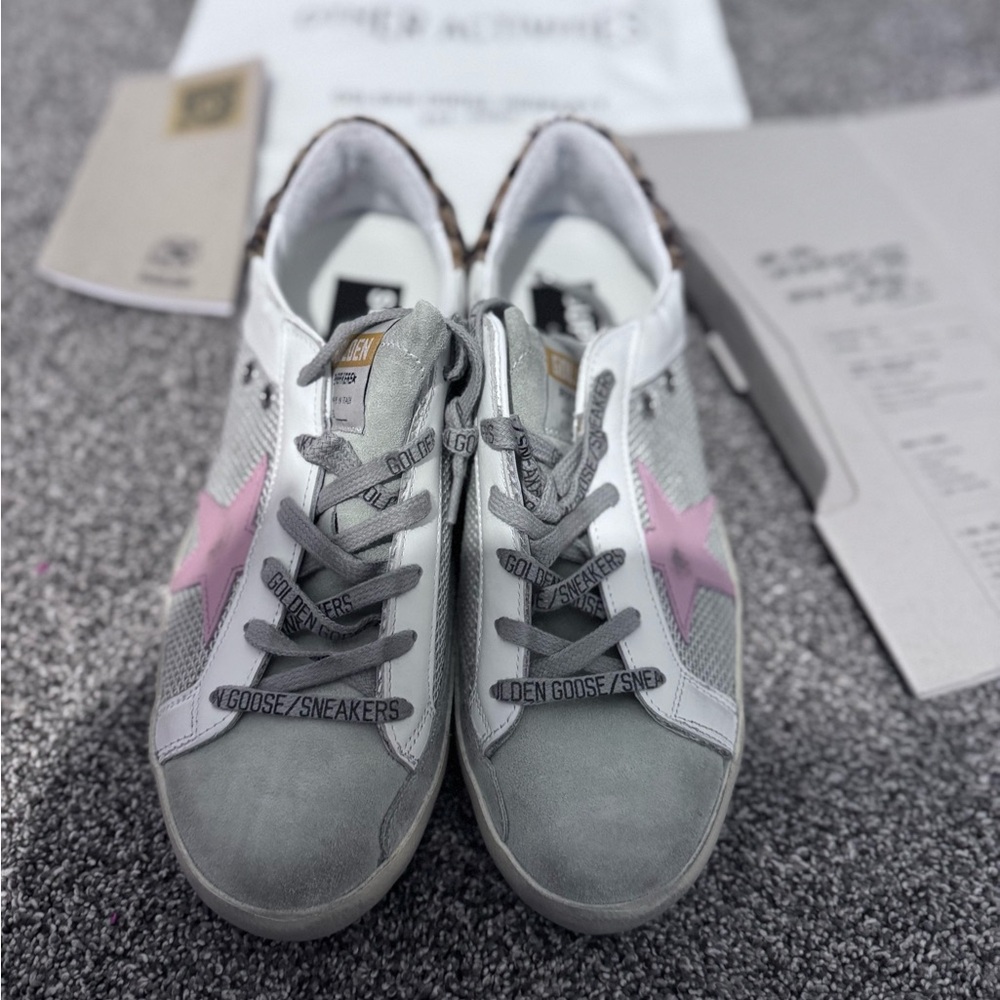 NIB😍RARE LEOPARD SKIN & PINK GOLDEN GOOSE SENEAKERS
